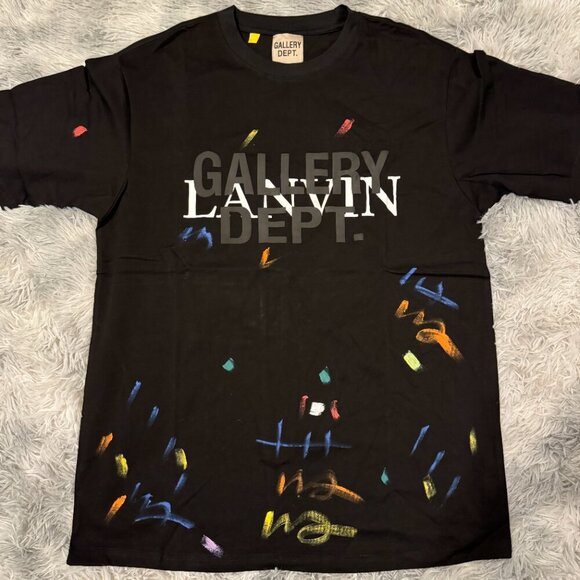 Gallery Dept x Lanvin Paint Splatter Black Tee Mens Sizes Small Medium or Large - Picture 1 of 3
